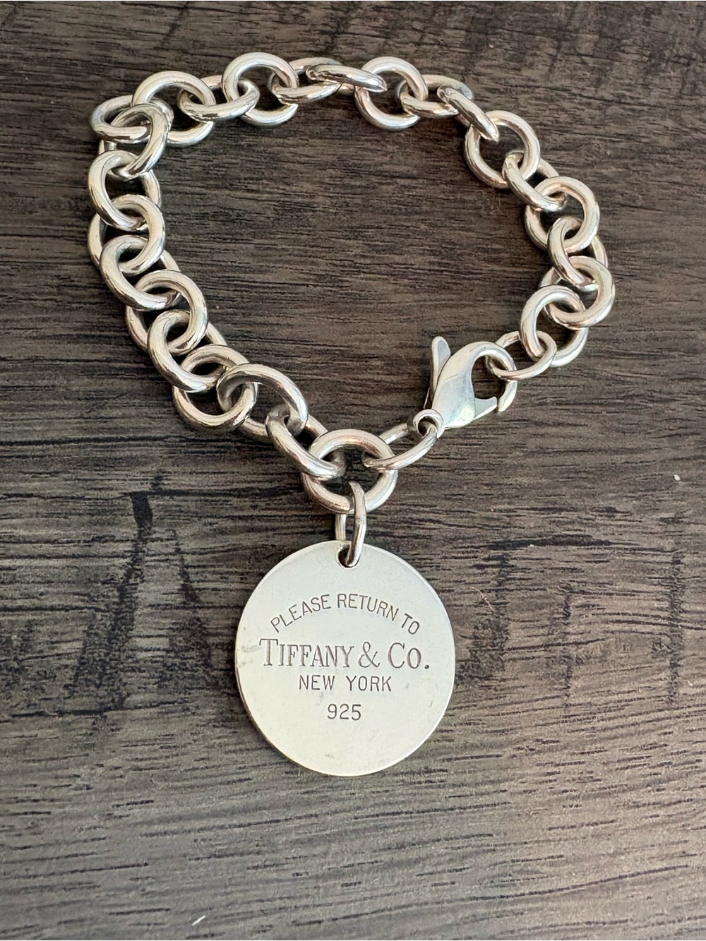 Tiffany & Co. Sterling Silver Rolo Link Please Return To Tiffany Bracelet 7.5 in